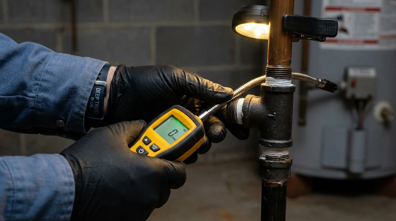 Gas leak detection with electronic sniffer by Johns Plumbing LLC in Edmonds