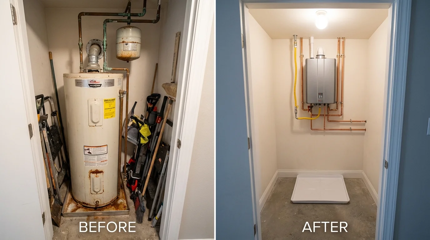 Tank water heater versus wall-mounted tankless unit comparison for Edmonds, WA homeowners